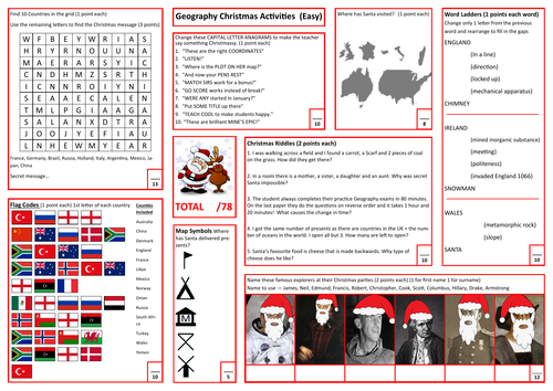 Geography Christmas Activities