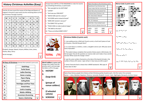 History Christmas Activities