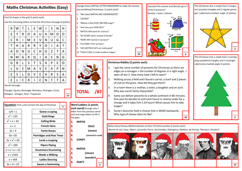Maths Christmas Activities