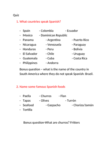 Fun General knowledge Quiz about Spain !