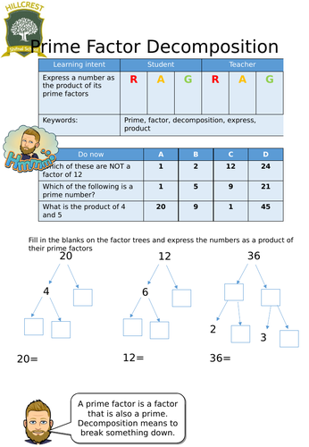 Prime Factor Decomposition Worksheet