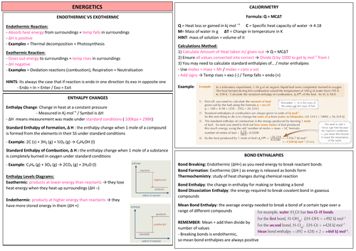 AQA A-LEVEL CHEM - Energetics A4 Revision | Teaching Resources