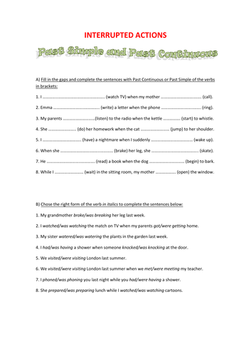 A2 ESL - Interrupted Actions (Past Simple/Past Continuous)