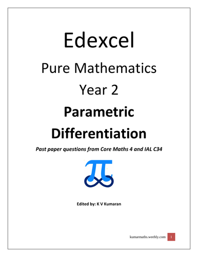 Pearson Edexcel Mathematics year 2 Parametric Differentiation Past Paper Question from C4 and IAL C3