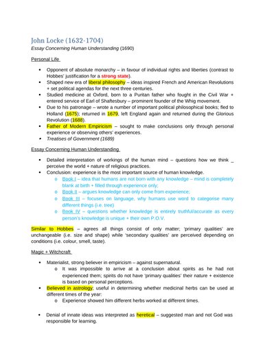 Witchcraze Breadth Study: John Locke Info Sheet