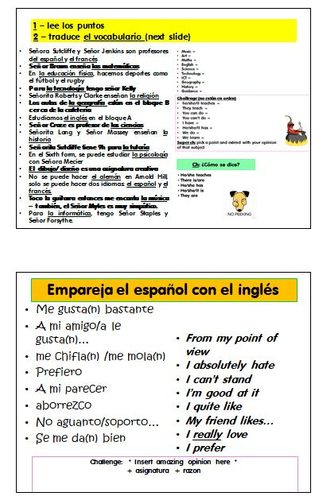 GCSE AQA Spanish Revision quickies - Theme 3 - Life at school/college, post 16 education, jobs