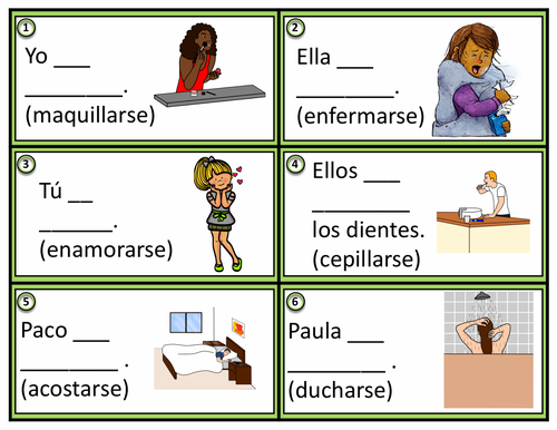 reflexive pronouns spanish worksheet