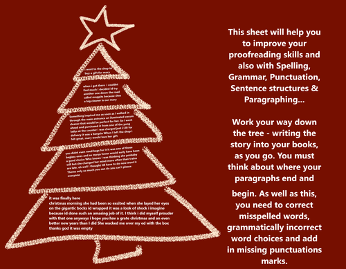 English - Spelling, Grammar & Punctuation - Christmas Tree