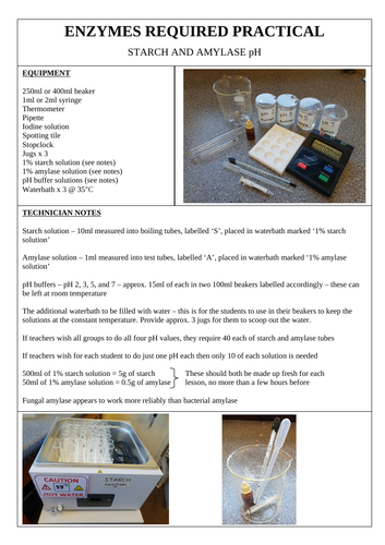 Enzymes Required Practical Instruction Sheet
