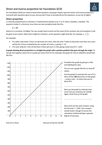 Direct and inverse proportion for Foundation GCSE