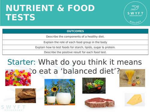 KS3 ~ Year 8 ~ Nutrients & Food Tests