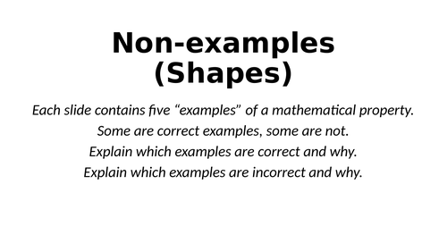 Non-Examples - Shapes (and Angles) - Reasoning Tasks