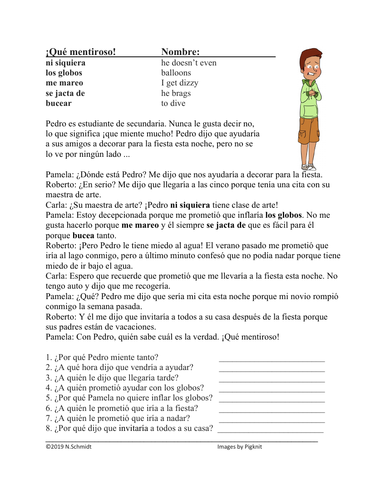 Spanish Conditional Tense Reading: ¡Qué mentiroso! (Condicional)