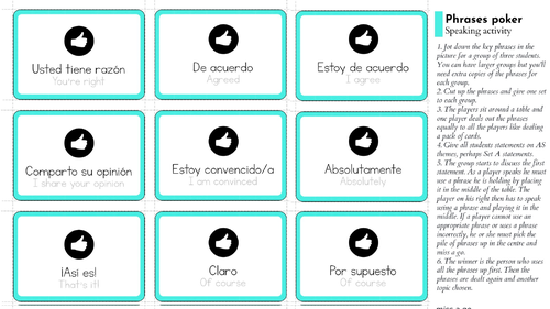 A Level speaking cards: agree and disagree