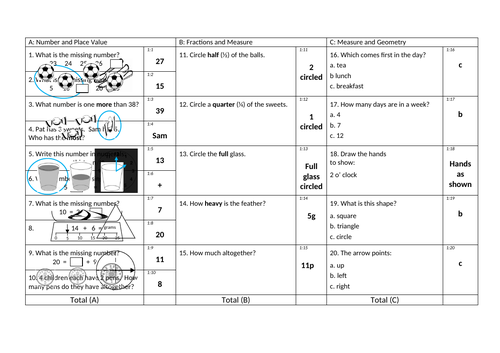 Maths quiz Year 1