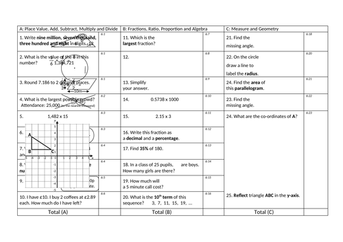 Math quiz year 6