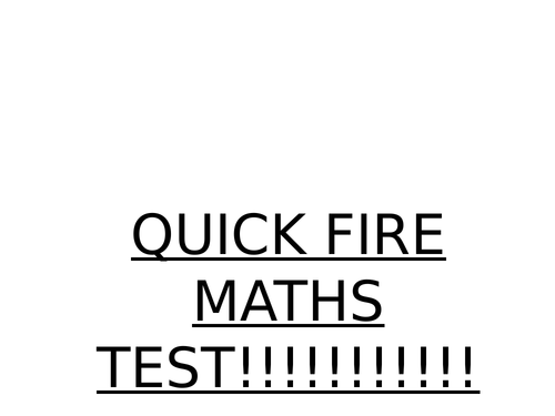 Quick fire maths sums