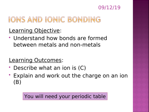 Ions and Ionic Bonding