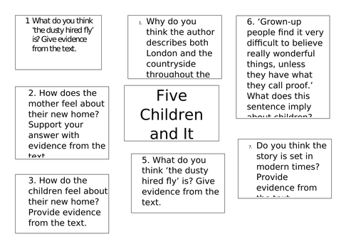 Five children and It chapter 1 guided reading questions Year 6