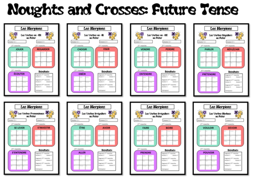 Morpions/ Noughts and Crosses- Grammar/ Conjugation Game- Future Tense- KS4 and KS5