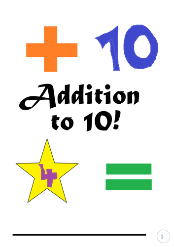 Addition to 10 Booklet - (Adding, Plus)