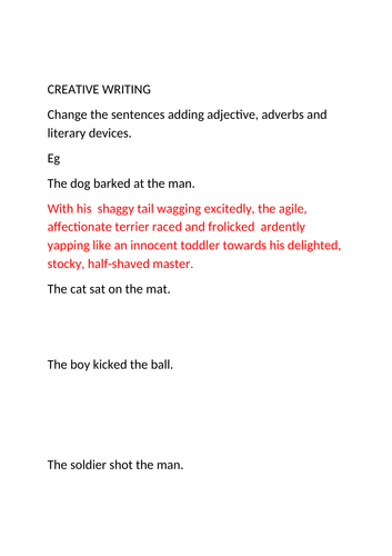 creative writing lesson ks4
