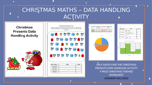 Christmas Maths- Data Activity Worksheet- Help Santa Find the Presents