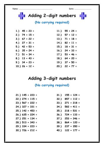 Adding Numbers (with & without carrying)