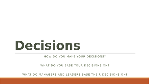 Decisions - Applied Business Level 3, AQA, Unit 4 Managing and Leading People