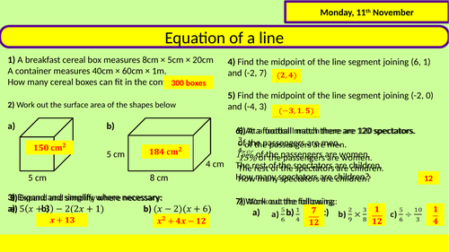 Equation of a line including completing table and plotting