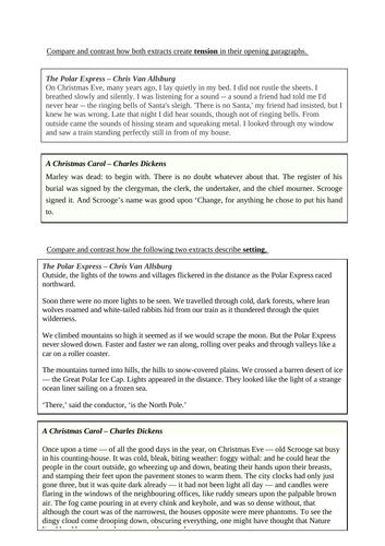 CCEA GCSE English Unit 4 - Compare & Contrast Christmas Task