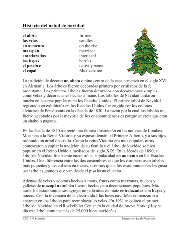 Historia del árbol de navidad: Spanish Reading on History of the Christmas Tree