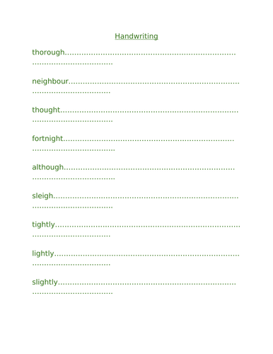 Handwriting practice sheet