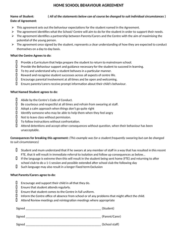 Home/School Agreement Template