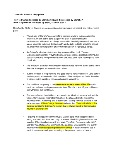 Trauma in A Streetcar Named Desire