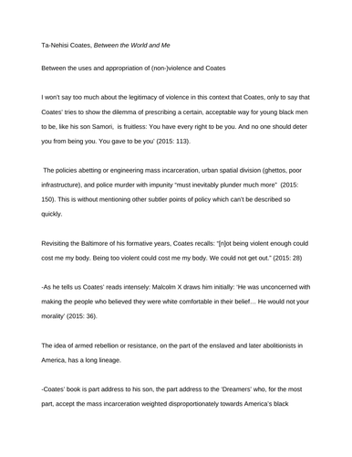 Ta Nehisi Coates - Brief Notes on Between The World And Me