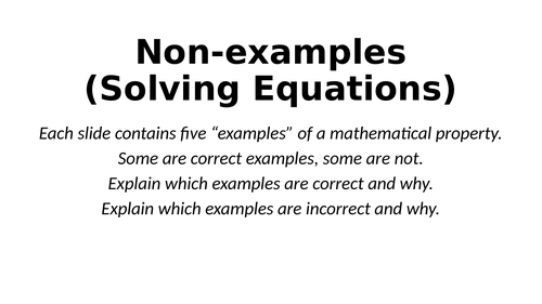 Non-Examples - Solving Equations - Reasoning Tasks