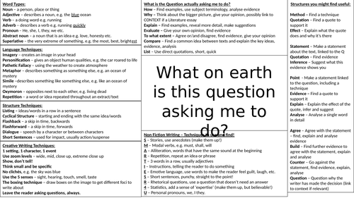 English Literacy Student Help Sheet