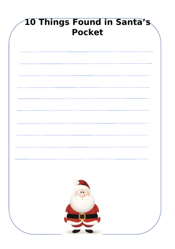 10 Things Found in Santa's Pocket - List Poem Template