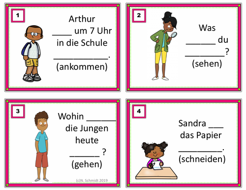 German Present Perfect Task Cards: 24 Verben in Perfekt mit haben + sein