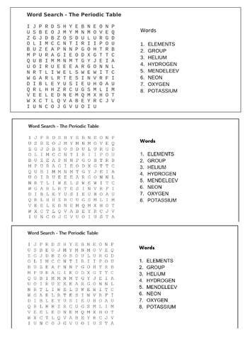 word search periodic table teaching resources