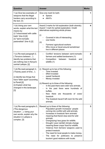 CIE IGCSE First Language English Mock Reading Paper with Mark Scheme