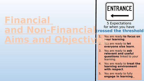 Financial and Non-Financial Aims & Objectives