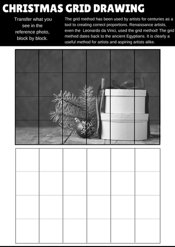 15 Christmas Art and Design grid drawing worksheets