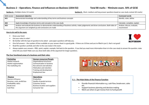 Business 2 revision booklet - OCR Business GCSE 9-1