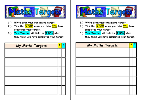 My Maths Targets - All Ages!