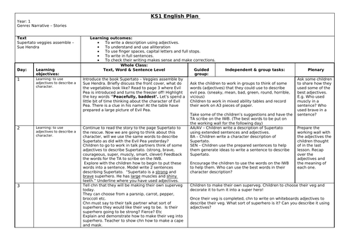 Supertato- Sue Hendra - Year 1 Planning 9 year unit
