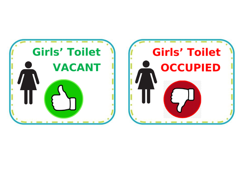 Toilet signs for primary classroom door