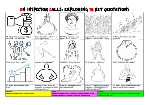 An Inspector Calls: quotations to colour in