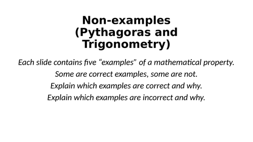 Non-Examples - Pythagoras & Trigonometry - Reasoning Tasks